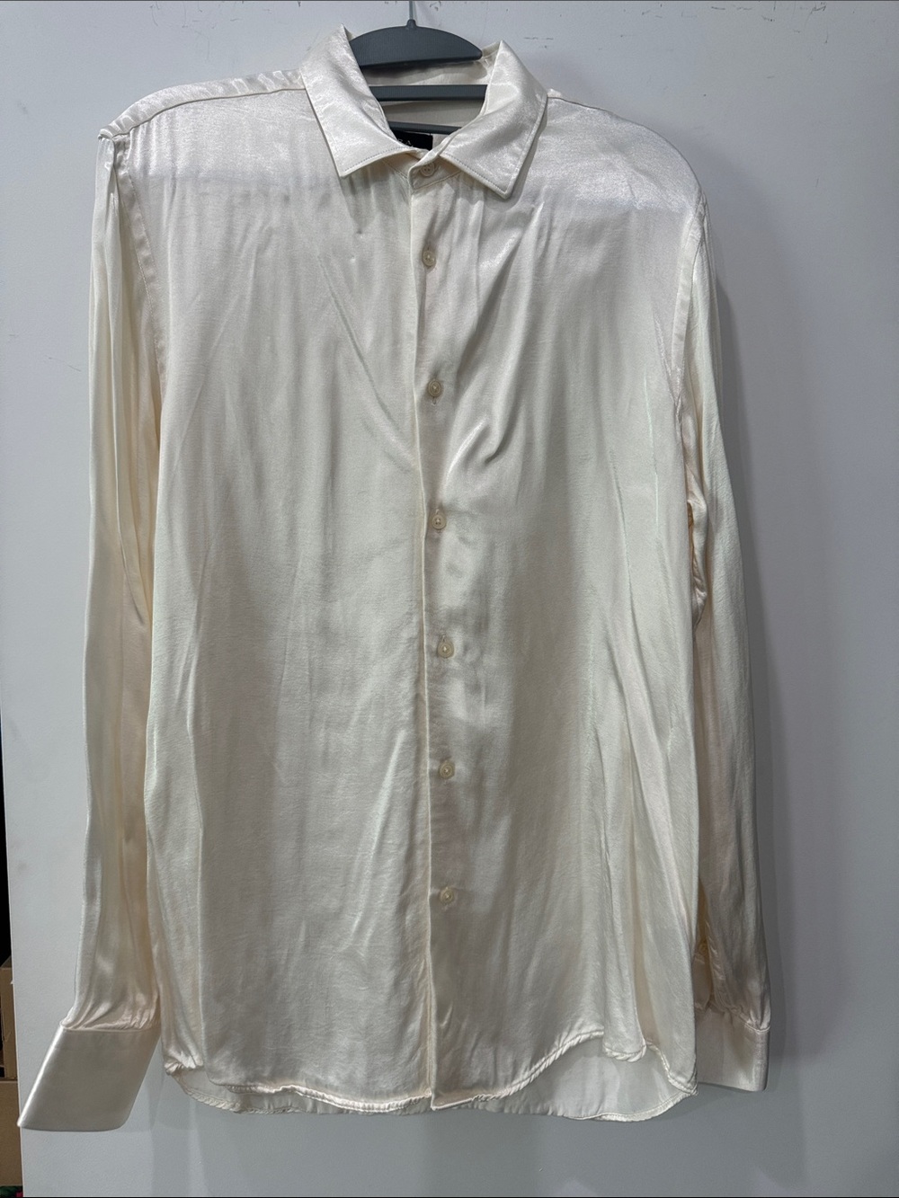 Zara Men's Satin Button-Up Shirt - Ivory